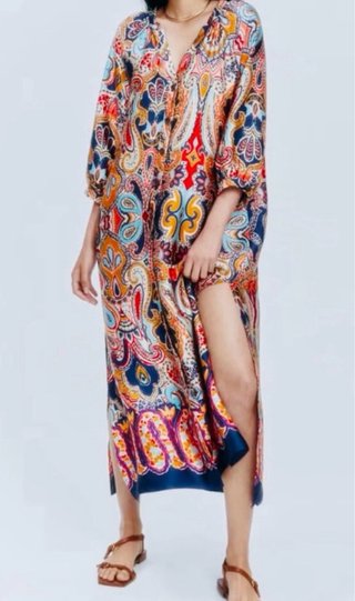 Vestido Túnica Zara Estampado Paisley
