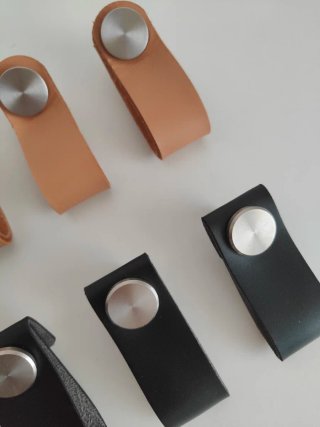 Tiradores cuero y metal (8 uds)