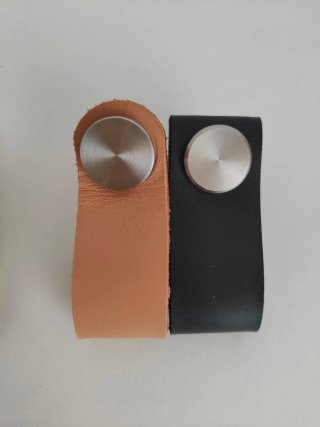 Tiradores cuero y metal (8 uds)