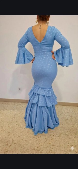 Traje de Flamenca Celeste TODAS LAS TALLAS