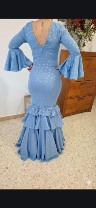 Traje de Flamenca Celeste TODAS LAS TALLAS