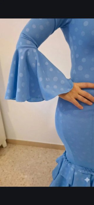 Traje de Flamenca Celeste TODAS LAS TALLAS
