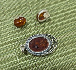 Colgante y pendientes de ámbar Báltico plata.