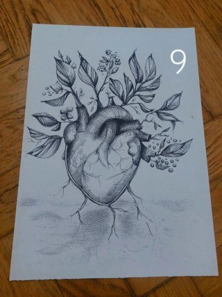 Stampa A4 cuore con fiori e radici