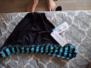 Braga bikini Seafolly negra y turquesa