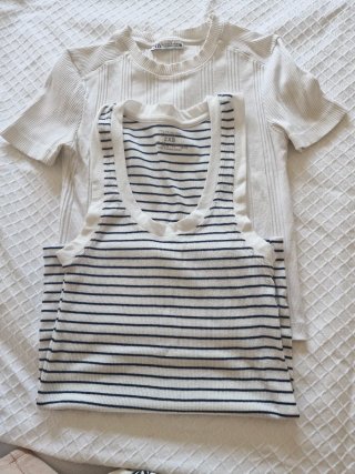 Conjunto 2 Tops Mujer Zara y Primark Blanco