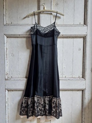 Vestido lencero vintage de pura  seda negra