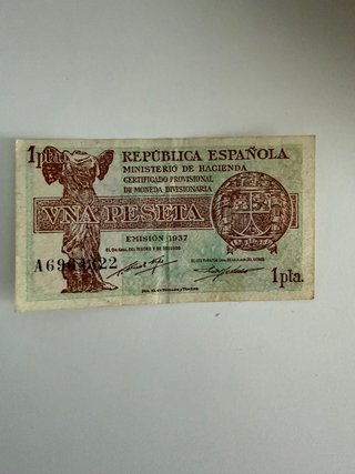 Billete 1 peseta República Española 1937
