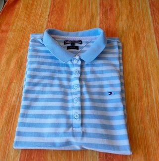 Polo Tommy Hilfiger Rayas Azul Claro Talla L