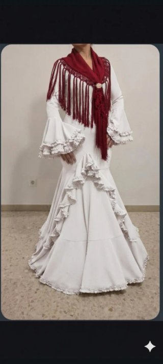 Traje de Flamenca Blanco TODAS LAS TALLAS