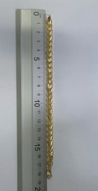 Pulsera articulada oro 14k estilo hojas grabadas