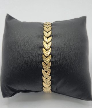 Pulsera articulada oro 14k estilo hojas grabadas