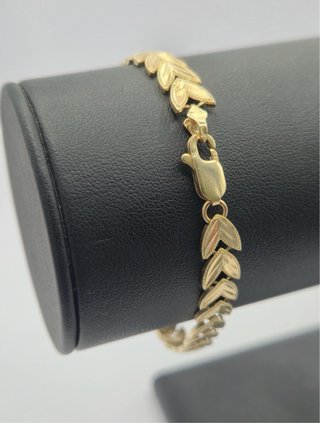 Pulsera articulada oro 14k estilo hojas grabadas