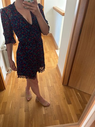 Vestido floral The Kooples azul y rojo