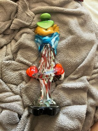 Figura pagliaccio in vetro di Murano multicolore