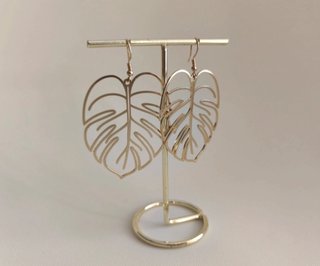 Pendientes largos hojas doradas finas