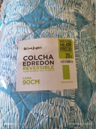Colcha edredón reversible cama 90cm.Regalo cojines