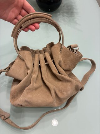 Bolso Zara Piel Ante Beige