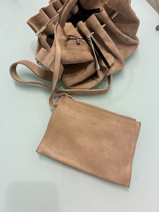 Bolso Zara Piel Ante Beige