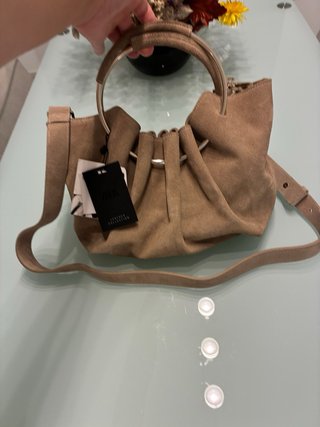Bolso Zara Piel Ante Beige