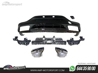 DIFUSOR TRASERO CON COLAS CROMADAS PARA MERCEDES GLC COUPE C253 NEGRO MATE/BRILLO