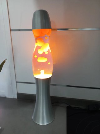 Lámpara de lava naranja y plateada 49cm