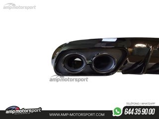 DIFUSOR TRASERO NEGRO BRILLO CON COLAS REDONDAS NEGRAS PARA MERCEDES CLASE C COUPE/CABRIO C205