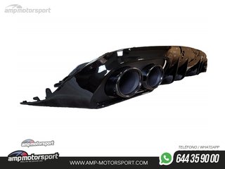 DIFUSOR TRASERO NEGRO BRILLO CON COLAS REDONDAS NEGRAS PARA MERCEDES CLASE C COUPE/CABRIO C205