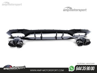 DIFUSOR TRASERO NEGRO BRILLO CON COLAS REDONDAS NEGRAS PARA MERCEDES CLASE A W177