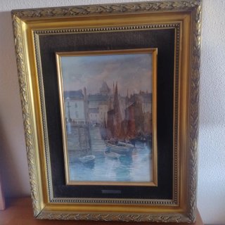 Pintura antigua marina acuarela oleo lienzo