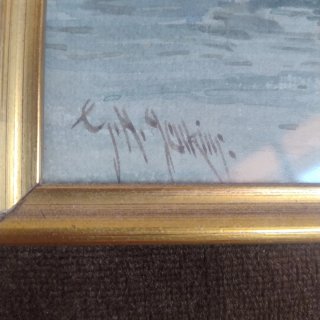 Pintura antigua marina acuarela oleo lienzo