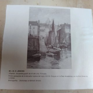 Pintura antigua marina acuarela oleo lienzo