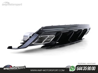 DIFUSOR TRASERO NEGRO BRILLO CON COLAS CROMADAS PARA MERCEDES CLASE A W176