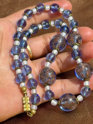Murano collar de cristal azul antiguo