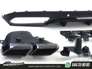 DIFUSOR TRASERO MERCEDES CLASE C COUPE C205 NEGRO MATE COLAS NEGRAS PARA