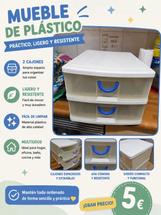 Cajonera de plástico con 2 cajones