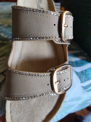 Ciabatte Miss Glo Beige con strass, numero 39