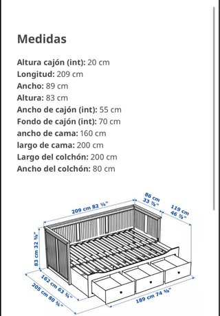 Cama Diván Ikea Blanca, se vende sin colchones.