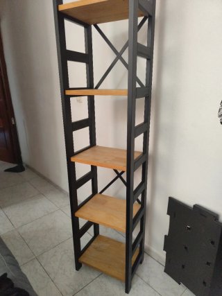 Estantería Metálica Madera Roble Blanco