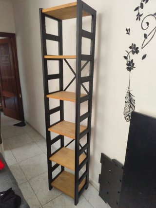 Estantería Metálica Madera Roble Blanco