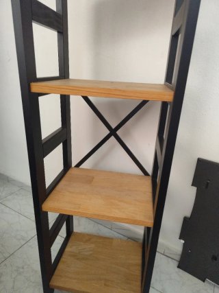 Estantería Metálica Madera Roble Blanco