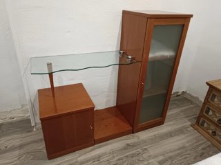 Mueble auxiliar madera y cristal