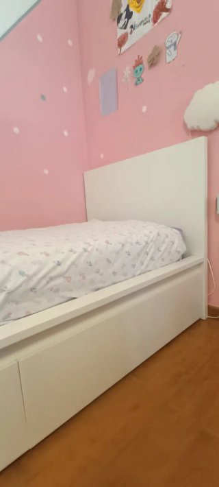 Cama individual blanca 90cm con cajones