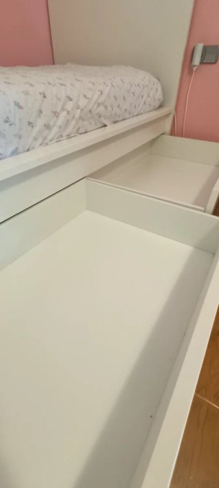 Cama individual blanca 90cm con cajones