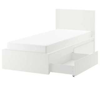 Cama individual blanca 90cm con cajones