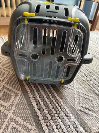 Transportín para mascotas gris y amarillo