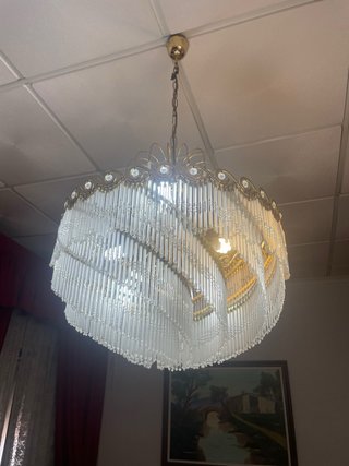 Lámpara cascada vintage cristal y metal. No envios