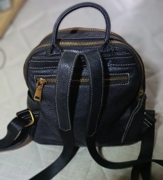 Mochila Cuero Genuino Negra Mujer Elegante