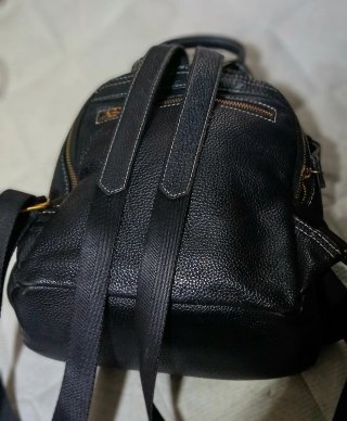 Mochila Cuero Genuino Negra Mujer Elegante
