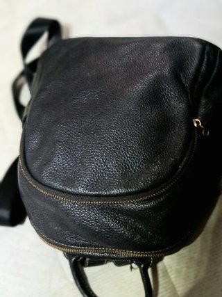 Mochila Cuero Genuino Negra Mujer Elegante